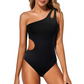 📢📢40% OFF !! ⏰Women's One-Shoulder Ruched One-Piece Swimsuit