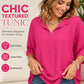 🌸👚 LIMITED-TIME 51% OFF! Women’s Textured Split V-Neck Tunic Top – Breezy Batwing Sleeves, Relaxed Fit & All-Day Comfort ✨