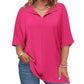 🌸👚 LIMITED-TIME 51% OFF! Women’s Textured Split V-Neck Tunic Top – Breezy Batwing Sleeves, Relaxed Fit & All-Day Comfort ✨