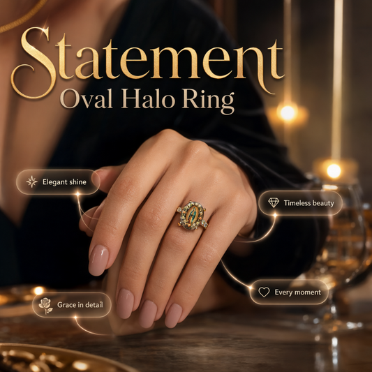 📢📢40% OFF !! ⏰Vintage Gold Virgin Mary Oval Crystal Ring