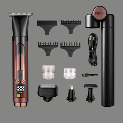 📱 4-in-1 Men's Grooming Kit with LED Display - Electric Razor & Beard Trimmer ✂️, Nose & Body Hair Clipper 💪, Cordless Rechargeable 🪒