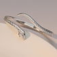 🎉 LIMITED TIME 50% OFF! 🐍 Vintage Snake Bangle Bracelet – Adjustable Open Cuff with Textured Scale Details & Green Eye Accents ✨