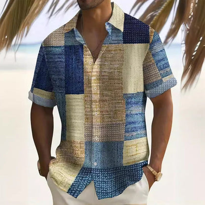 Men's Contrast Color Pattern Shirt
