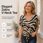 Women's V-Neck Tie-Front Zebra Print T-Shirt