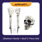 Halloween Garden Decor Skeleton Hands & Skull LED Floor Lamp Set