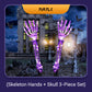 Halloween Garden Decor Skeleton Hands & Skull LED Floor Lamp Set