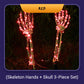 Halloween Garden Decor Skeleton Hands & Skull LED Floor Lamp Set