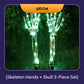 Halloween Garden Decor Skeleton Hands & Skull LED Floor Lamp Set