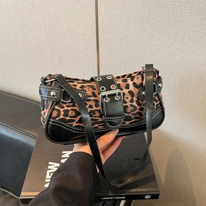 🐆 LIMITED TIME 50% OFF! 🤎 Retro Leopard Print Shoulder Bag for Women – Vintage Style Crossbody Handbag with Rivet Accents ✨