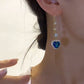 💙✨ 50% OFF! Blue Crystal Heart Drop Earrings | Elegant Long Dangle Earrings for Women