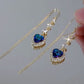 💙✨ 50% OFF! Blue Crystal Heart Drop Earrings | Elegant Long Dangle Earrings for Women