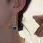 💙✨ 50% OFF! Blue Crystal Heart Drop Earrings | Elegant Long Dangle Earrings for Women