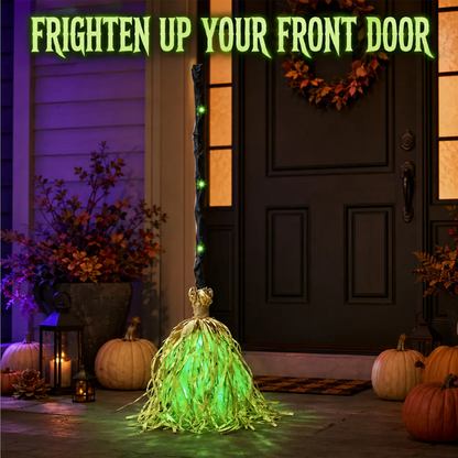 🧙 Bring Your Garden to Life This Halloween – Animated Witch Broom with Lights & Spooky Sounds. 50% Off. UK Stock