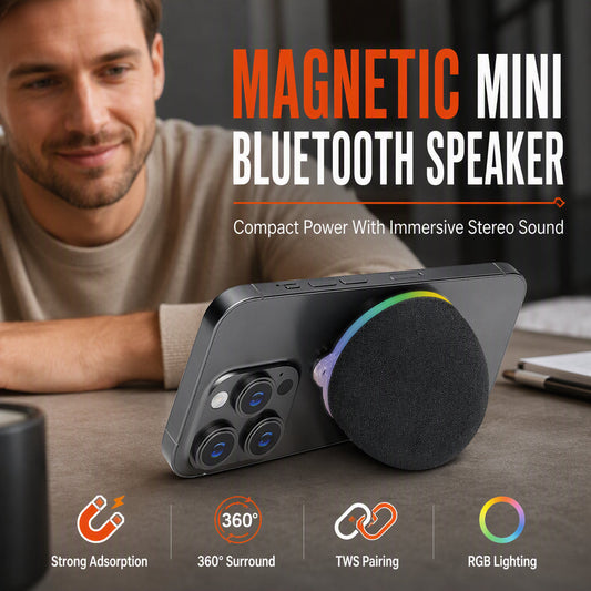 🎉 2026 Sale — Over 13,000 Sold! 🎵 Magnetic Mini Bluetooth Speaker – Snap It, Play It – 360° Sound, RGB Light, Weighs Less Than Your Phone 🧲
