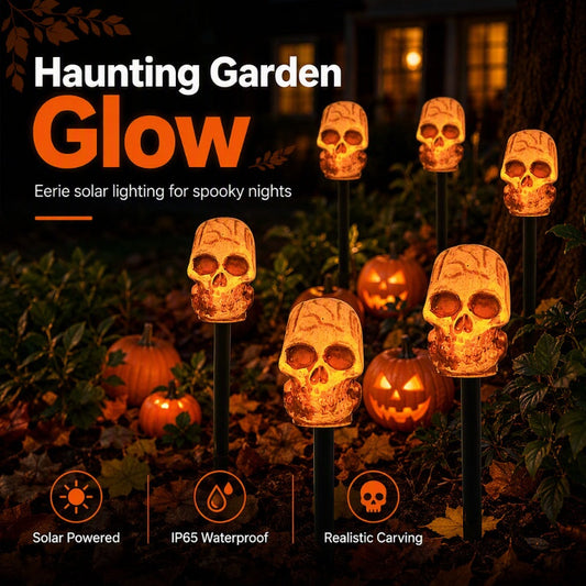 🎃 LIMITED‑TIME 50% OFF! 💀 Halloween Solar Skull Stake Lights – Spooky, Weather‑Proof, Easy‑Setup ✨