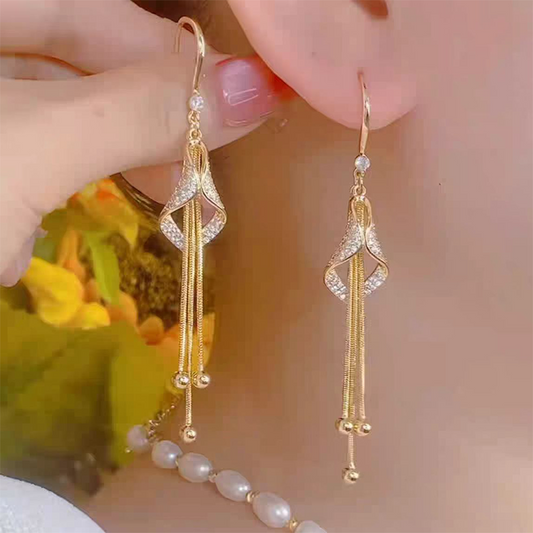 Elegant Geometric Tassel Hook Earrings