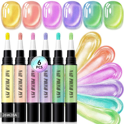 💅 Glitter Cat Eye Nail Polish Pen Set