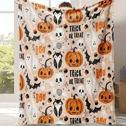 📢📢40% OFF !! ⏰Halloween Ghost Print Cozy Throw Blanket