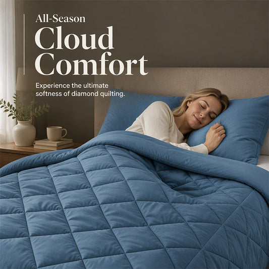 📢📢40% OFF !! ⏰ 3-Piece Quilted Comforter Set with Shams – All-Season Microfiber