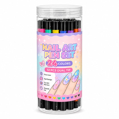 🎉 2026 Sale — Over 25,000 Sold!💅 24‑Colors Dual‑Ended Nail Art Pens‑DIY Manicure Drawing Set 🎨