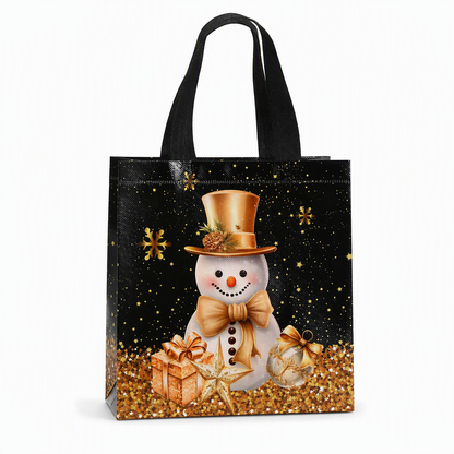 Black Christmas Non Woven Gift Tote Bag Holiday Present Packaging Bag 23x22x11cm