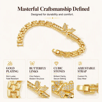 18K Gold Plated Butterfly Link Bracelet