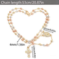 ✝️ Rosary Beaded Cross Necklace: Elegant Virgin Mary Design, Gold-Tone, 35cm Chain