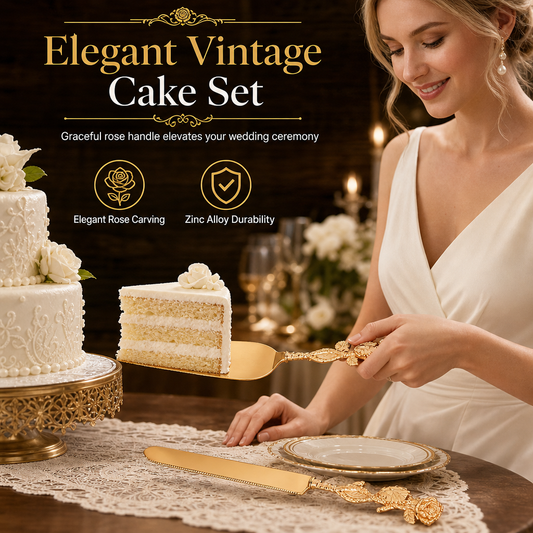 ⏳Limited-time 50% off⏰Exquisite Metal Alloy Cake Knife & Server Set 🍰🍽️