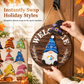 🎄 Interchangeable Gnome Welcome Sign – Wooden Seasonal Hanging Decor for Christmas, Halloween & Home Entryway