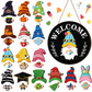 🎄 Interchangeable Gnome Welcome Sign – Wooden Seasonal Hanging Decor for Christmas, Halloween & Home Entryway