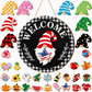 🎄 Interchangeable Gnome Welcome Sign – Wooden Seasonal Hanging Decor for Christmas, Halloween & Home Entryway