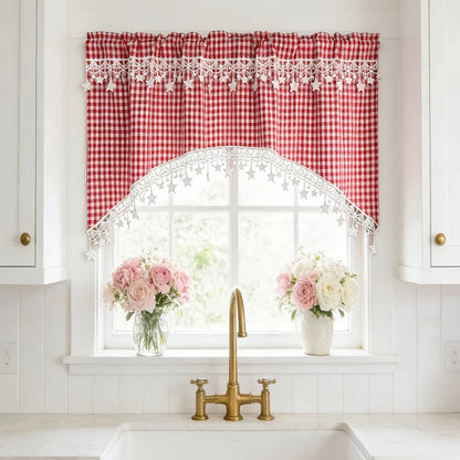 ⏳🔥LIMITED-TIME 50% OFF! ⏰Versatile Country Style Curtain with Star Lace Trim⭐️