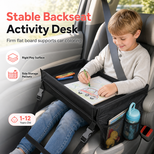🚗 LIMITED-TIME 50% OFF! ✨ Kids Car Seat Travel Tray – Drawing Board & Storage Organizer 🎨