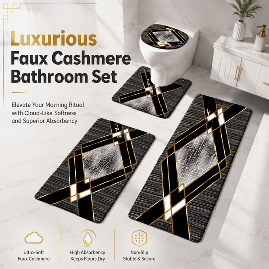 🛁 50% OFF! 4-Piece Bathroom Rug Set – Ultra Soft Plush Non-Slip Bath Mats with Toilet Mat & Lid Cover