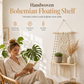 Bohemian Hand Woven Macrame Wall Hanging Floating Shelf for Books and Plants Living Room Decor