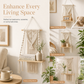 Bohemian Hand Woven Macrame Wall Hanging Floating Shelf for Books and Plants Living Room Decor