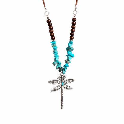💎 50% OFF! ✨ Vintage Bohemian Suede Layering Necklace – Handcrafted Soft Suede Choker with Faux Turquoise & Antique Charms – Dragonfly or Waterdrop Pendant for Effortless Everyday Style 🦋
