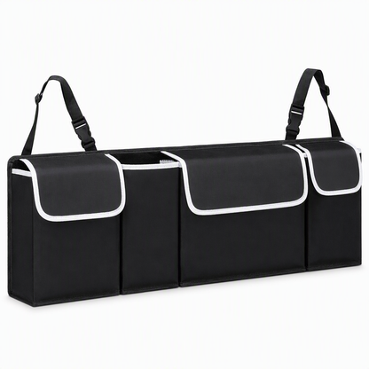 Multifunctional Oxford Cloth Car Trunk Organizer Backseat Hanging Storage Bag for SUV Black 90x12x25cm