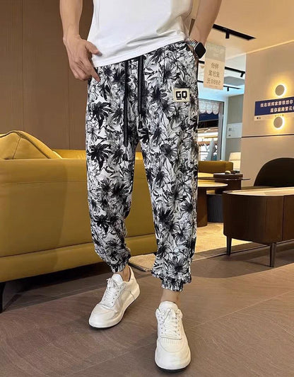🔥New Year Special 50% OFF🔥Ice Silk Printed Casual Side Slit Cropped Pants
