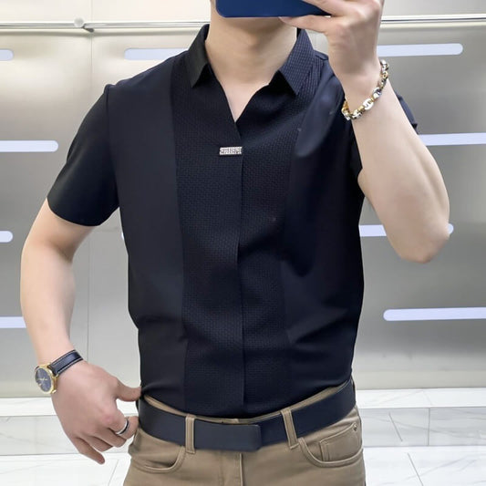 Men’s Business Casual Patchwork Shirt