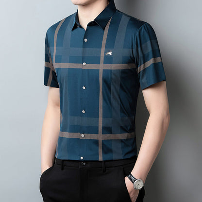 Men's Non-Iron Striped Plaid Shirt