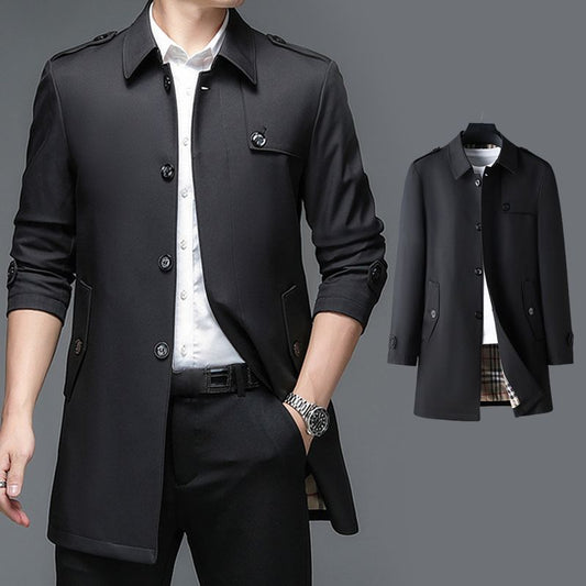 ✨50% off this week✨-Medium-length business style trench coat for men.