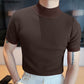 Knit High Neck Solid Color T-Shirt