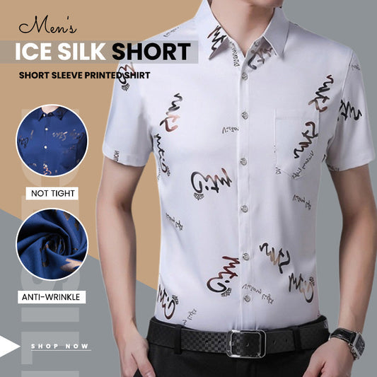 Men's Ice Silk Short Sleeve Printed Shirt
