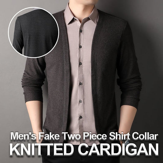 🎁Hot Sale 50% OFF⏳Men's fake two-piece shirt collar knitted cardigan! 👔