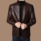 Men’s Warm Plush Lining Leather Jacket Coat