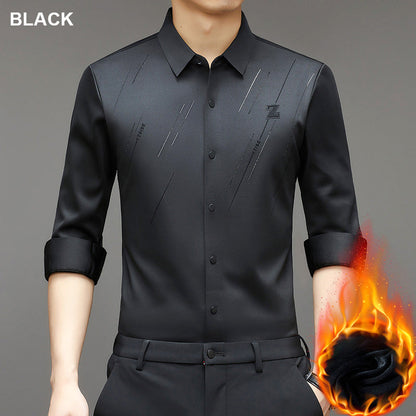 [ warm gift] Men’s Winter Fleece Lining Business Shirt