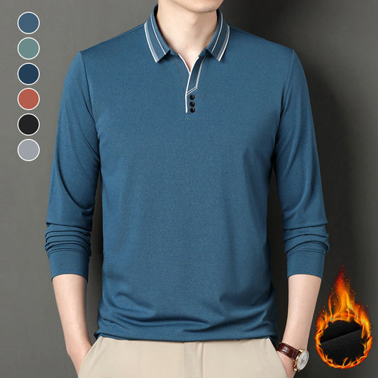 [Best Gift For Him] Long Sleeve Fleece Lapel Shirt