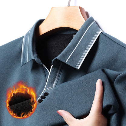 [Best Gift For Him] Long Sleeve Fleece Lapel Shirt