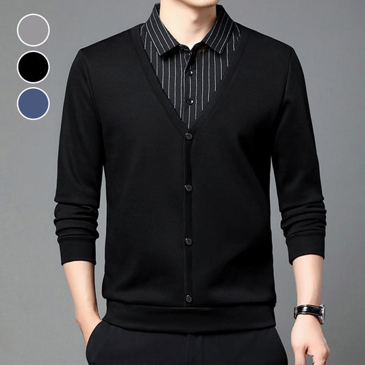 [Men’s Gift] Men's Plush Warm Long Sleeve Fake 2-Piece Shirt